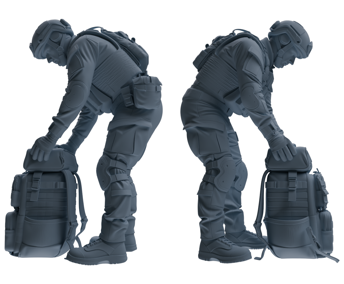 MRY-SFW SSTR183 Miniatures Soldier Model Kit Special Forces Soldier Pose Modern Model 3 pcs