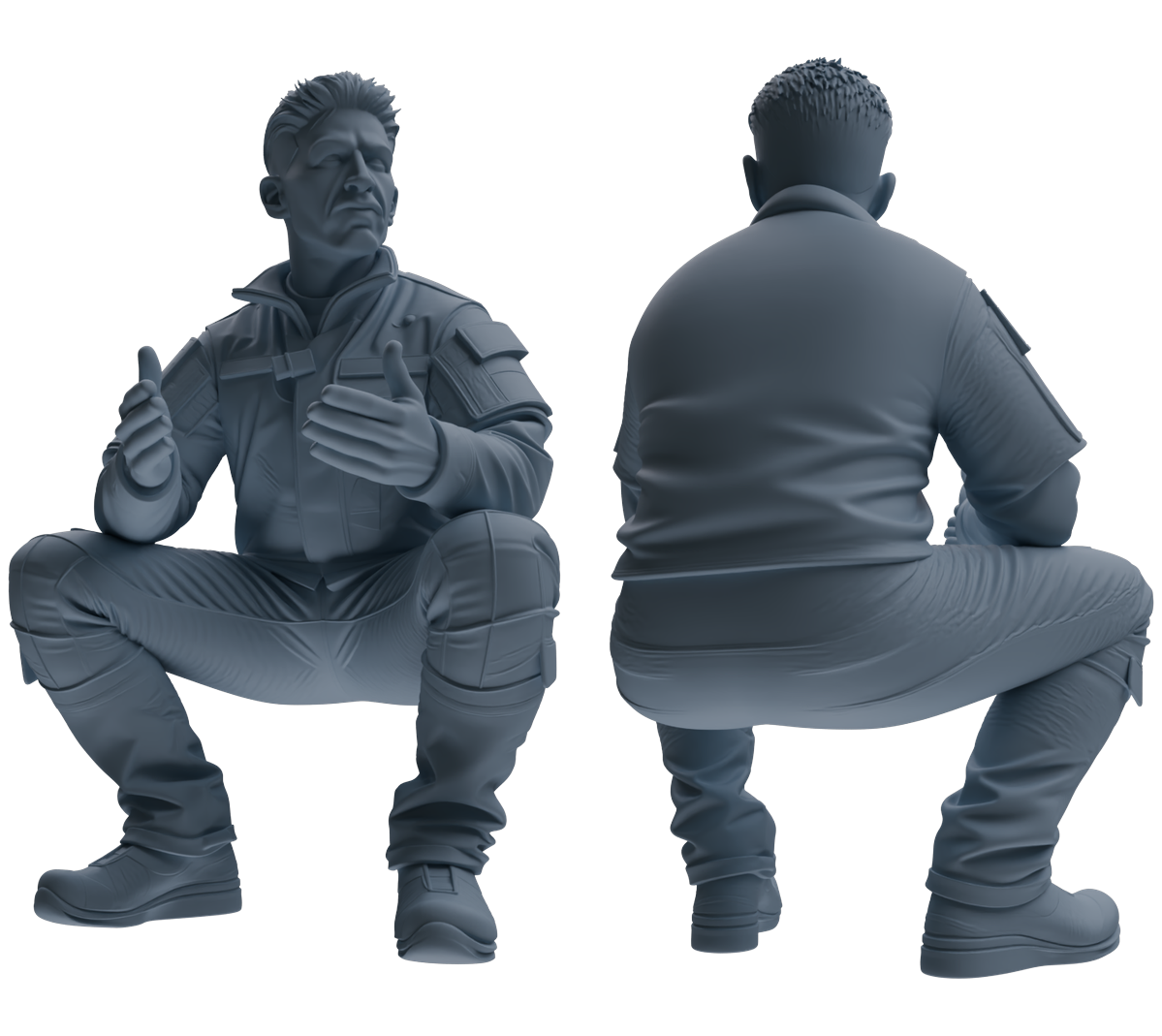 Detail view of MRY-SFW LYGR683 Modern U.S. Military Six-Person Crouching Position Model