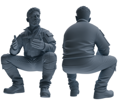 Detail view of MRY-SFW LYGR683 Modern U.S. Military Six-Person Crouching Position Model