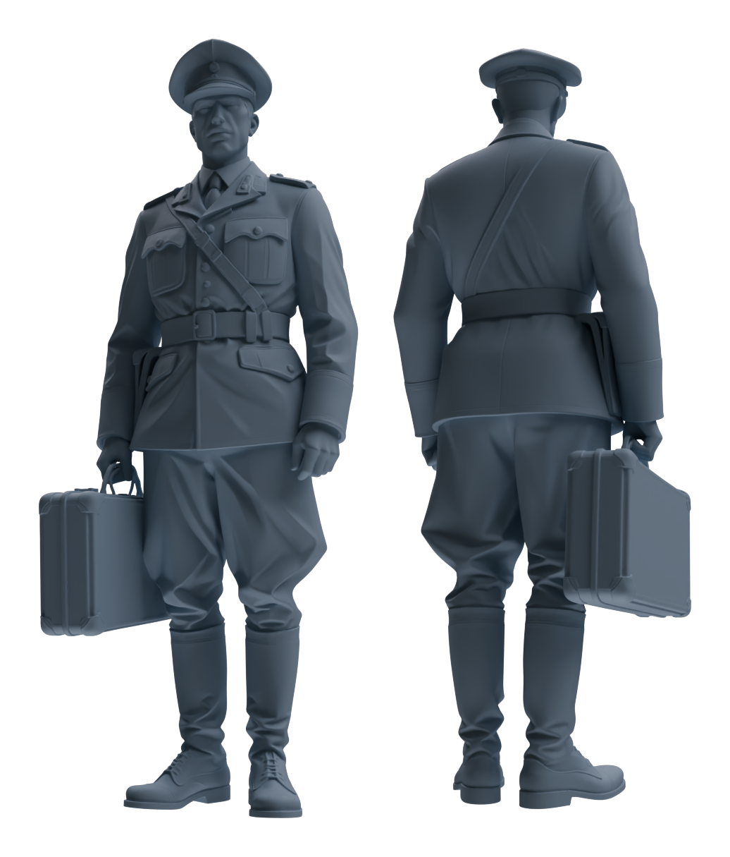 Detail view of MRY-SFW LYGR578 WWII French Army Five-Person Carrying Group Model