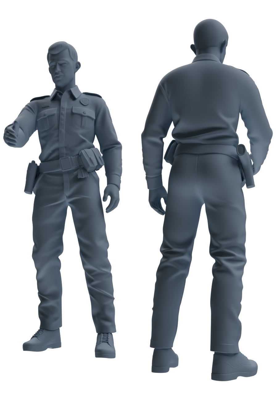 Detail view of MRY-SFW LYGR674 Los Angeles Patrol Police Six-Person Daily Routine Model
