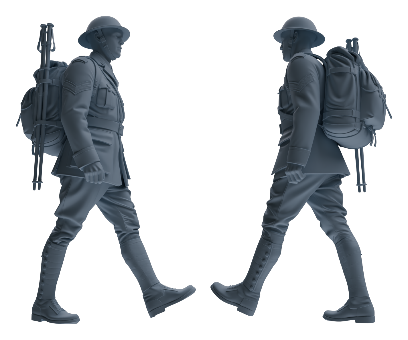 Detail view of MRY-SFW LYGR598 Historical WWII British Army Six-Person Carrying Group Model