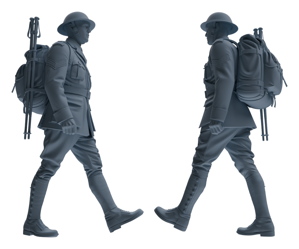 Detail view of MRY-SFW LYGR598 Historical WWII British Army Six-Person Carrying Group Model