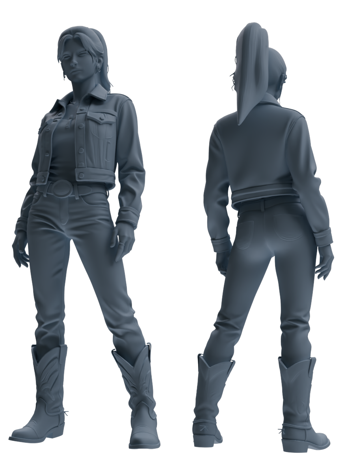 Detail view of MRY-SFW LYTR893 Cowboy Style Girl Modern Model 4 pcs Model