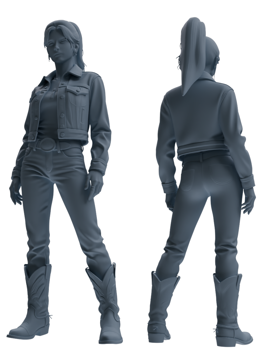 Detail view of MRY-SFW LYTR893 Cowboy Style Girl Modern Model 4 pcs Model