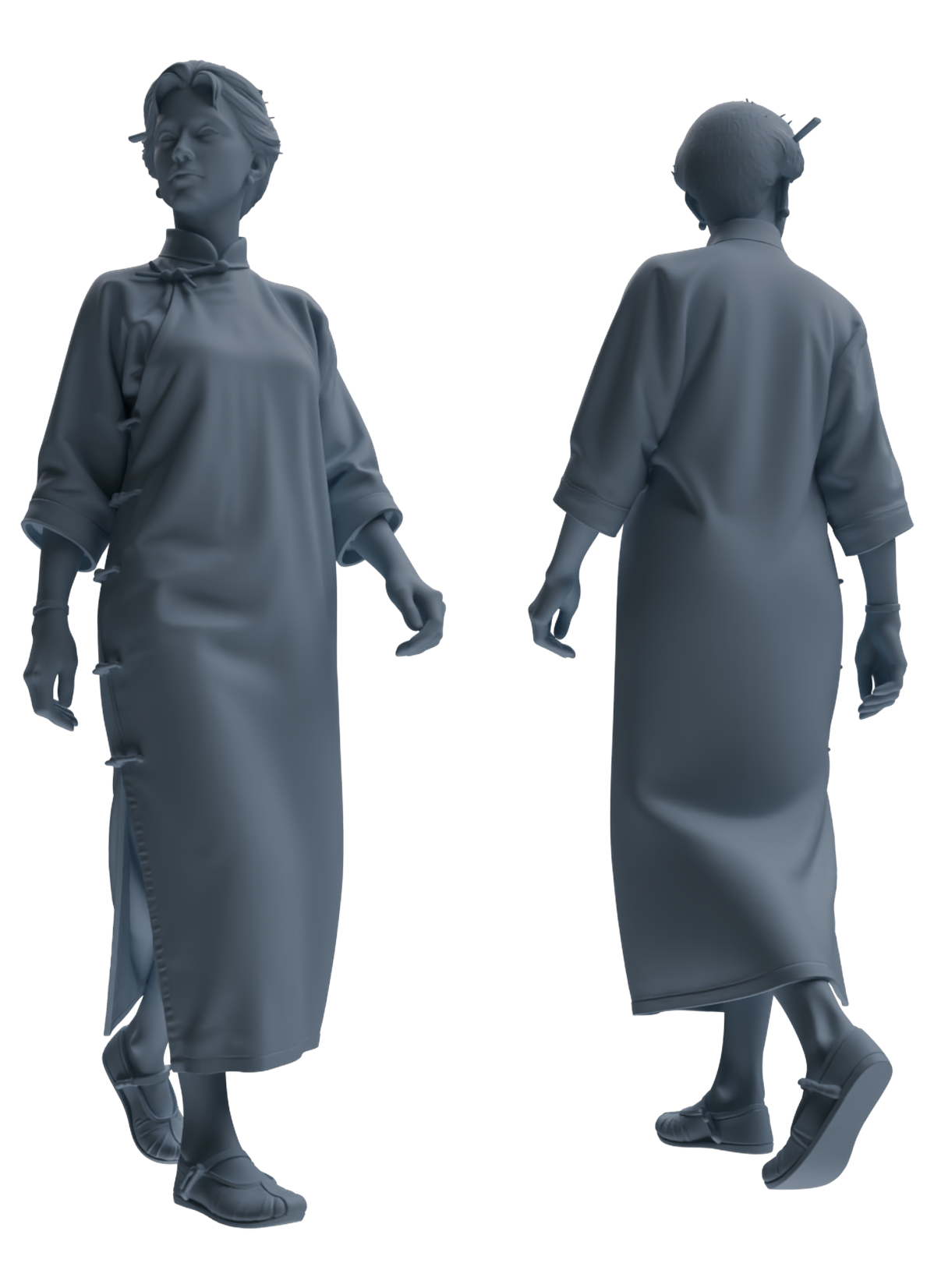 Detail view of MRY-SFW LYTR856 Cheongsam Woman Figure Modern Model 3 pcs Miniature Car Diorama Figures Scene Props Accessories Resin Model