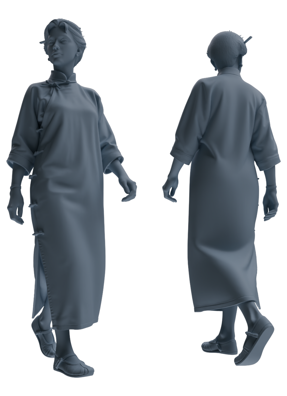 Detail view of MRY-SFW LYTR856 Cheongsam Woman Figure Modern Model 3 pcs Miniature Car Diorama Figures Scene Props Accessories Resin Model