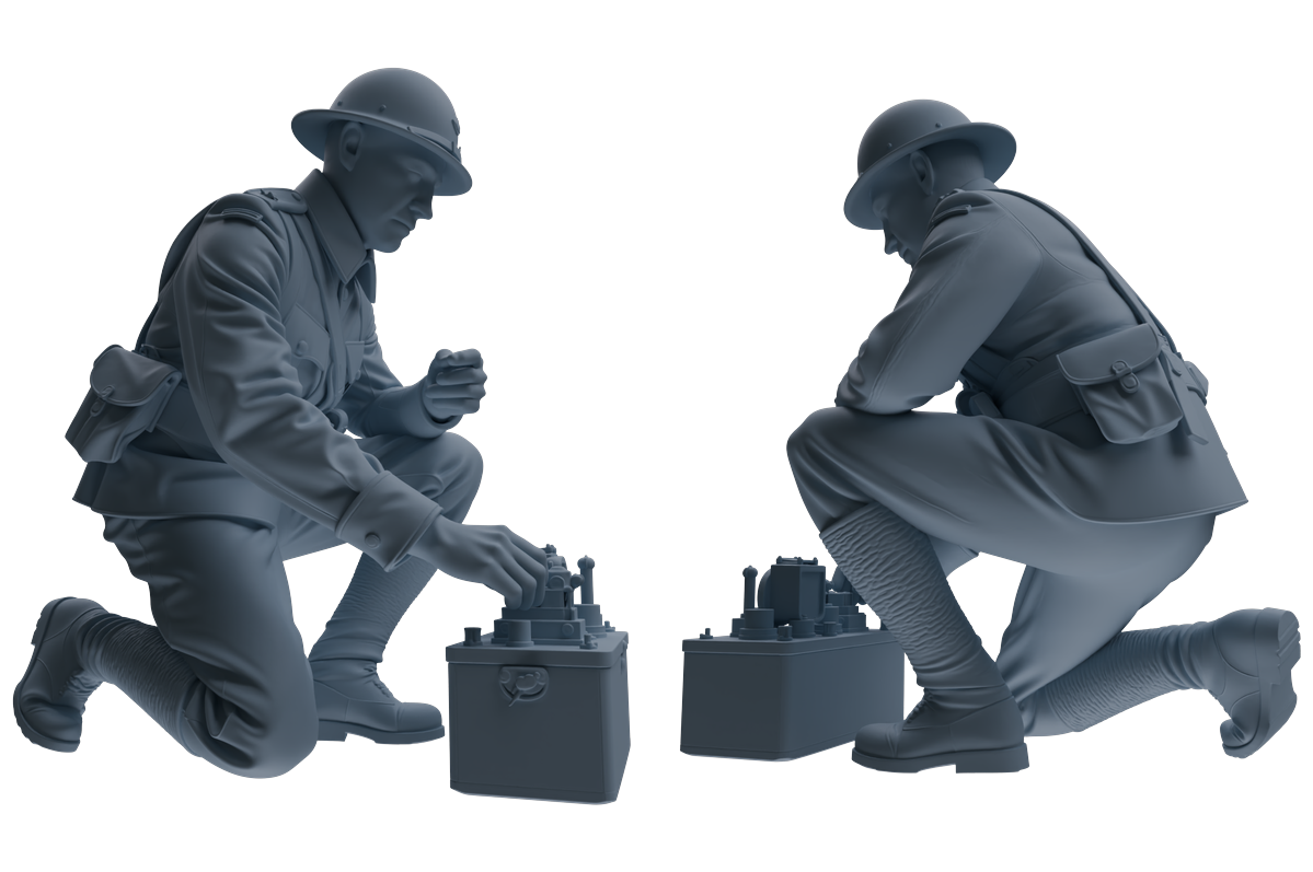 MRY-SFW SSTR186 Miniatures Soldier Model Kit Mine Clearance Engineer Soldier Pose Modern Model 3 pcs