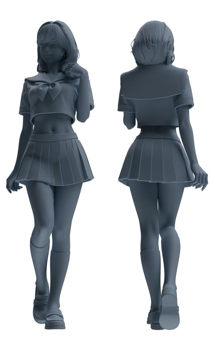 Detail view of MRY-SFW LYTR884 Multi-pose Sailor Uniform Girl Figure Modern Model 3 pcs Model