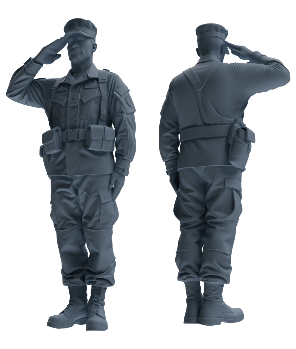 MRY-SFW SSTR196 Miniatures Soldier Model Kit Officer Salute Wave Pose Modern Model 3 pcs