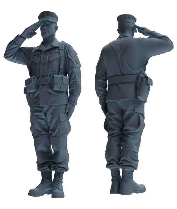 MRY-SFW SSTR196 Miniatures Soldier Model Kit Officer Salute Wave Pose Modern Model 3 pcs