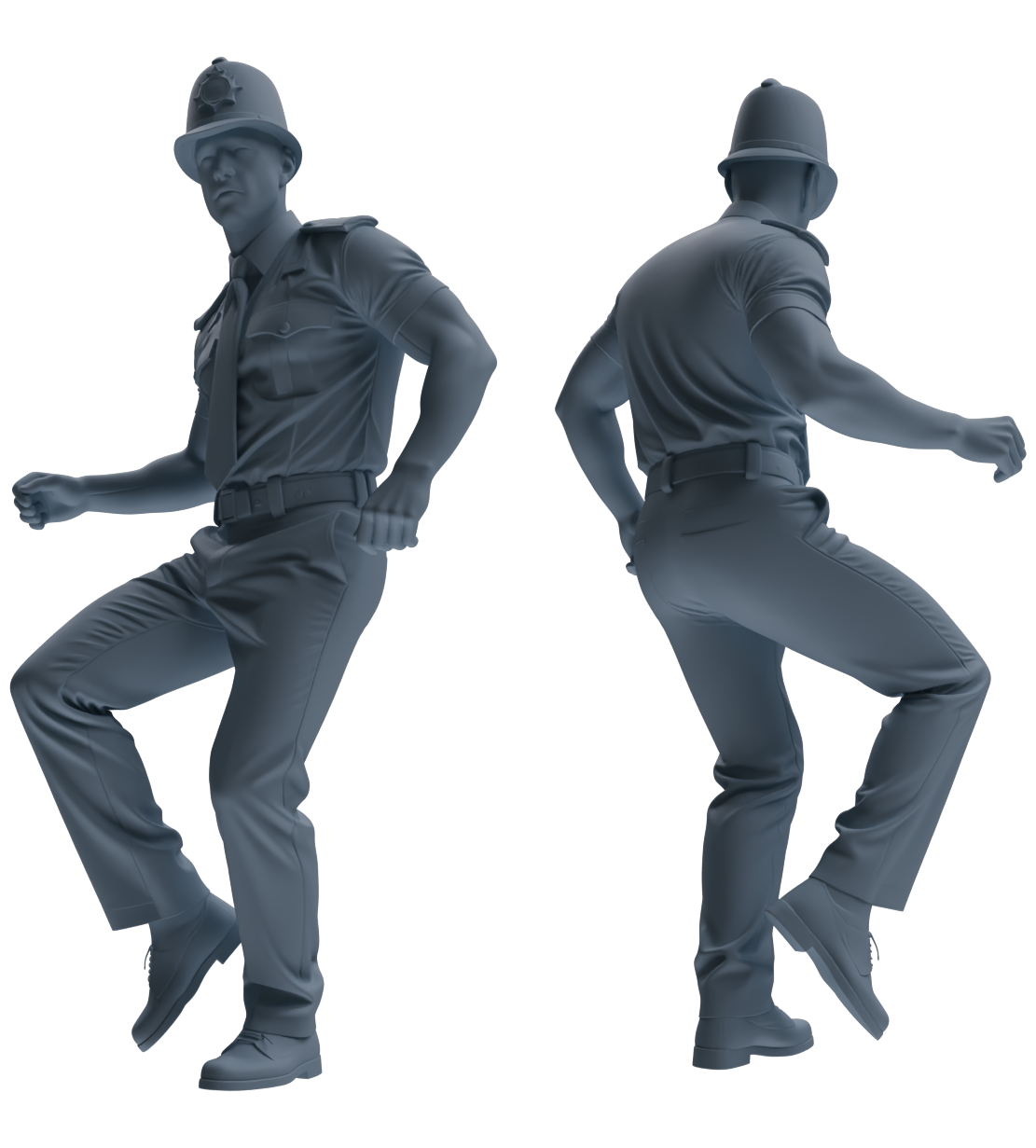 Detail view of MRY-SFW LYGR807 Modern British Police Six-Person Dancing Group Model
