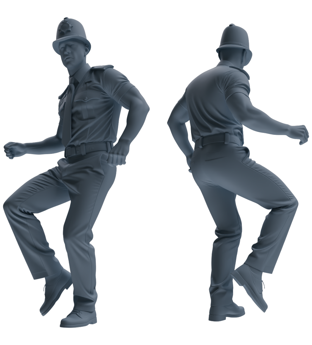 Detail view of MRY-SFW LYGR807 Modern British Police Six-Person Dancing Group Model