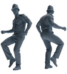 Detail view of MRY-SFW LYGR807 Modern British Police Six-Person Dancing Group Model