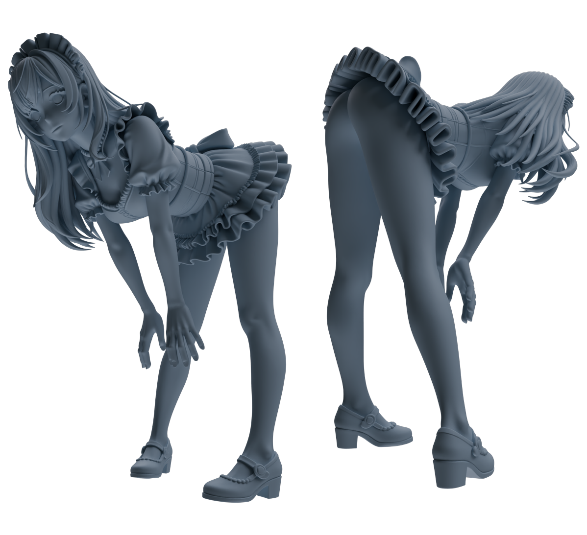 Detail view of MRY-SFW LYTR870 Multi-pose Maid Girl Figure Modern Model 3 pcs Model