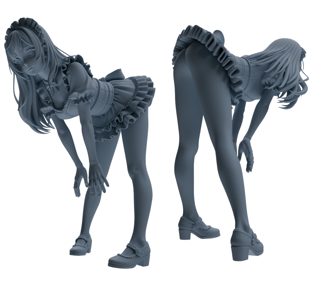 Detail view of MRY-SFW LYTR870 Multi-pose Maid Girl Figure Modern Model 3 pcs Model