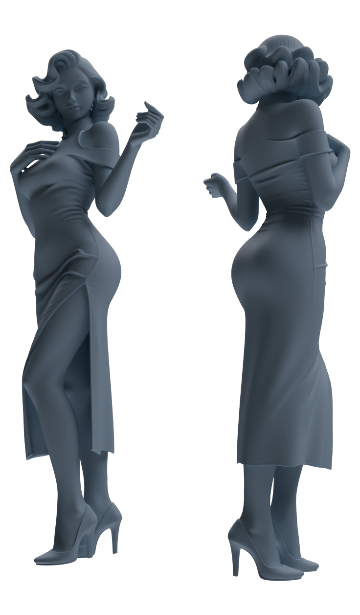 Detail view of MRY-SFW LYTR869 Modified Cheongsam Woman Figure Modern Model 3 pcs Model