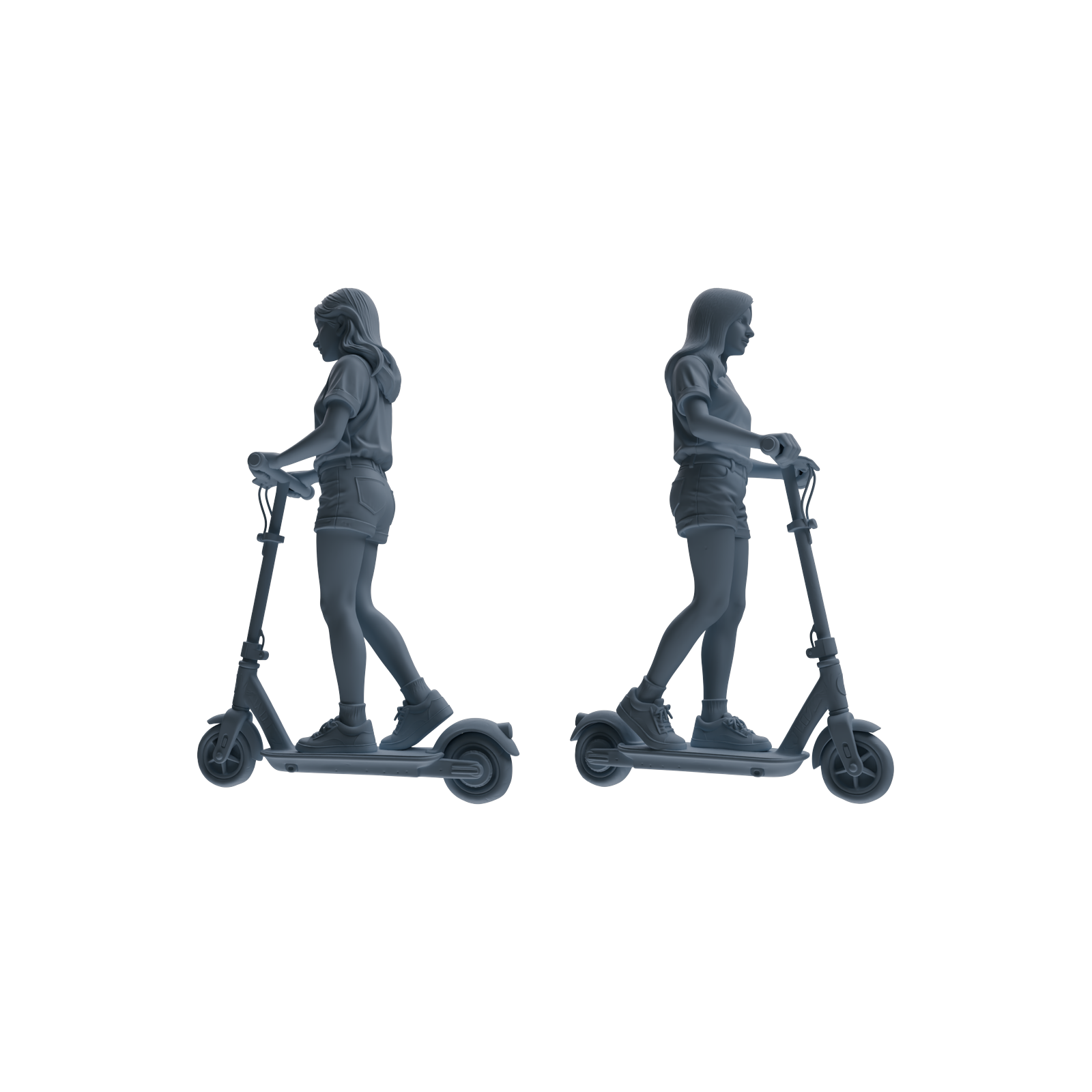 Detail view of MRY-SFW LYTR788 Skateboard Scooter Figure Modern Model 4 pcs Miniature Car Diorama Figures Scene Props Accessories Resin Model