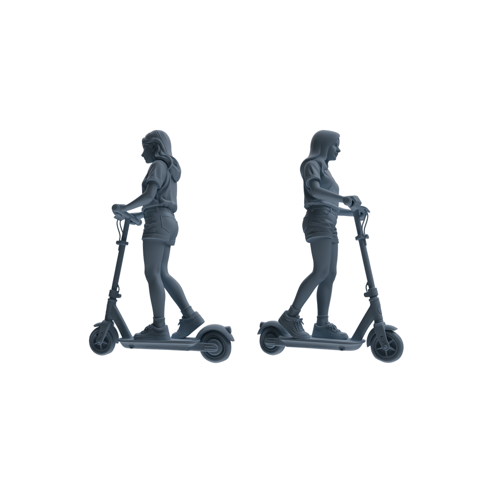 Detail view of MRY-SFW LYTR788 Skateboard Scooter Figure Modern Model 4 pcs Miniature Car Diorama Figures Scene Props Accessories Resin Model