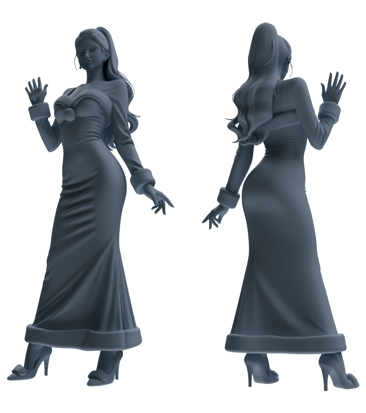 Detail view of MRY-SFW LYTR880 Christmas Themed Girl Figure Modern Model 4 pcs Model
