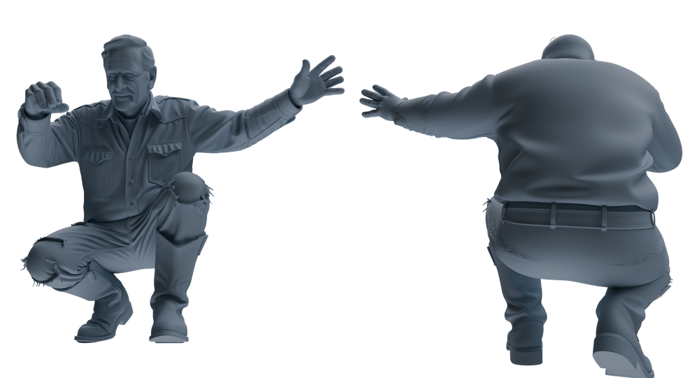 Detail view of MRY-SFW LYTR925 Elderly Farm Worker Multi-pose Modern Model 3 pcs Model