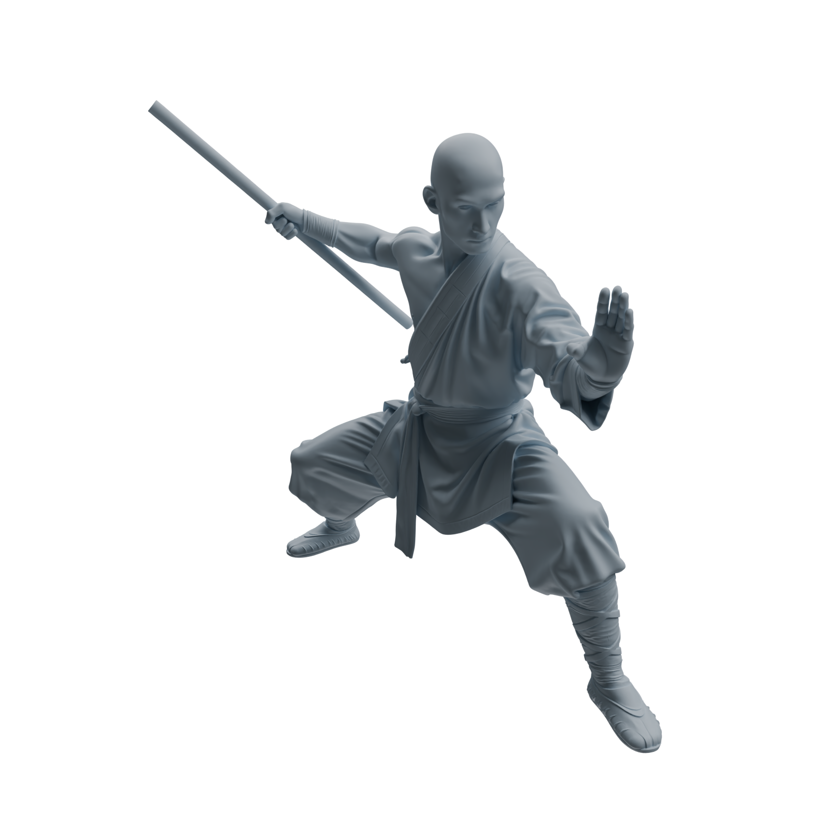 Detail view of MRY-SFW LYTR1075 Staff-wielding Martial Monk Character Modern Model 4 pcs Model