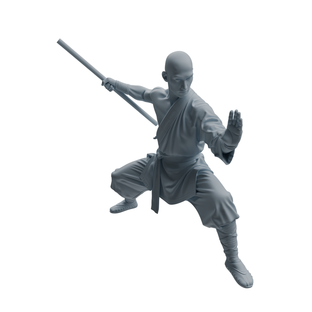 Detail view of MRY-SFW LYTR1075 Staff-wielding Martial Monk Character Modern Model 4 pcs Model