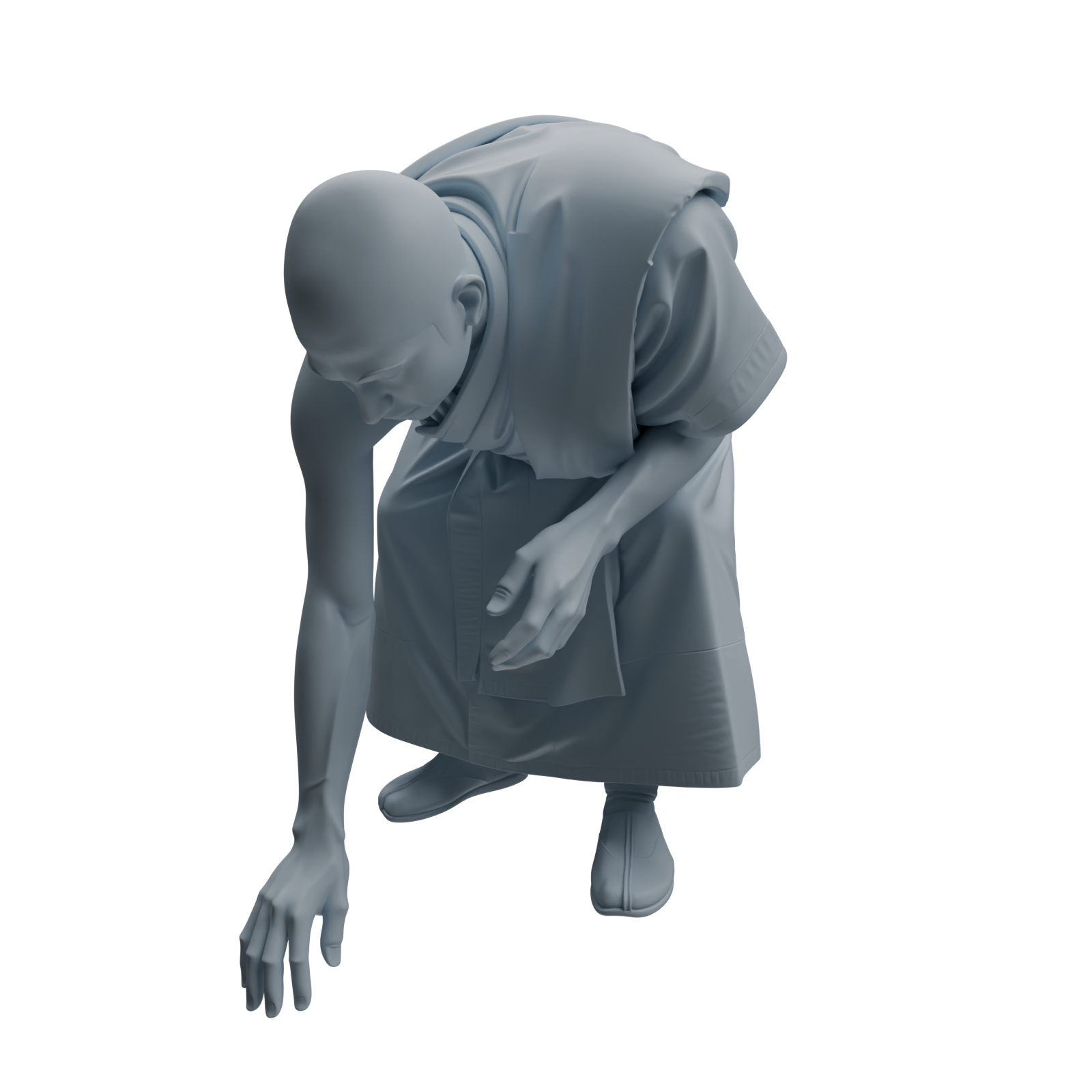 Detail view of MRY-SFW LYTR1084 Multi-pose Sweeping Monk Character Modern Model 4 pcs Model