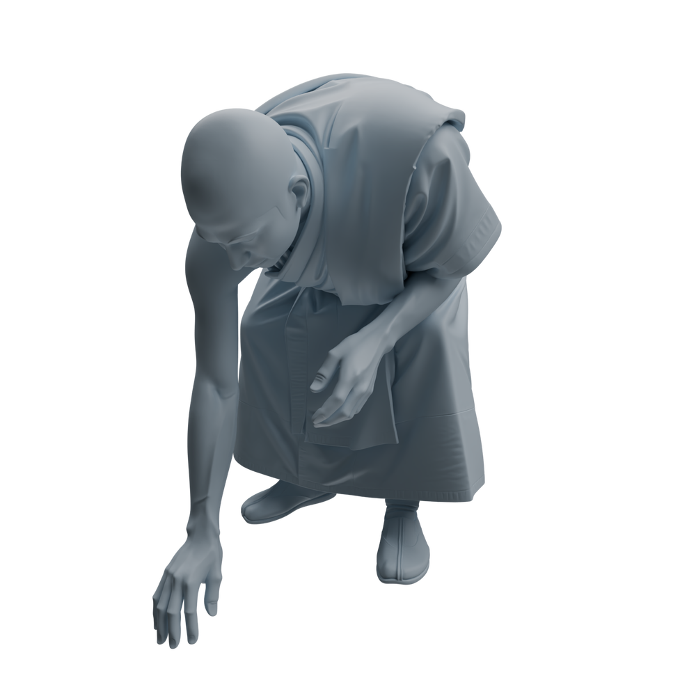 Detail view of MRY-SFW LYTR1084 Multi-pose Sweeping Monk Character Modern Model 4 pcs Model