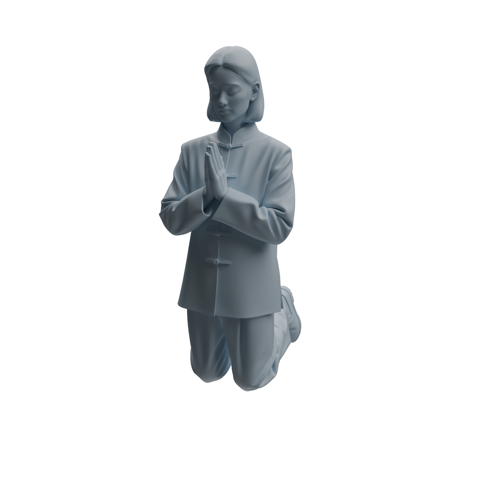 Detail view of MRY-SFW LYTR1087 Traditional Clothing Kneeling Character Modern Model 4 pcs Model