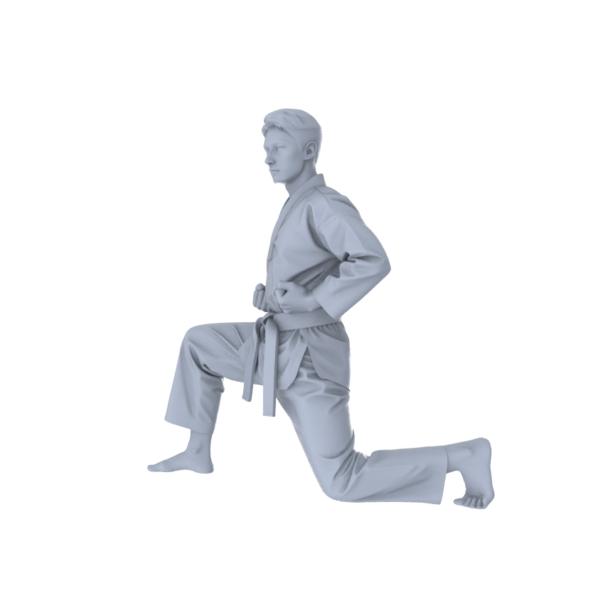 Detail view of MRY-SFW LYTR560 Modern Dojo Karate Practitioners Pose Group of 5 Miniature Car Diorama Figures Scene Props Accessories Resin Model