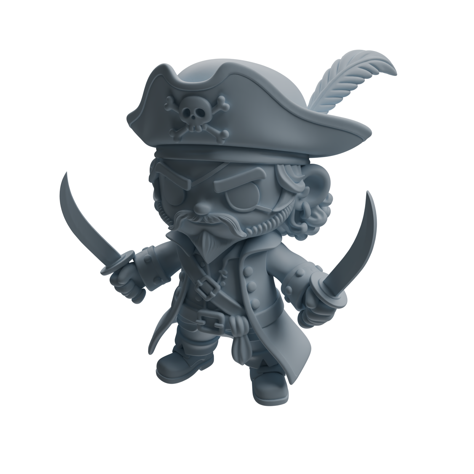 Detail view of MRY-SFW LYTR1091 Multi-pose Chibi Pirate Character Modern Model 4 pcs Model