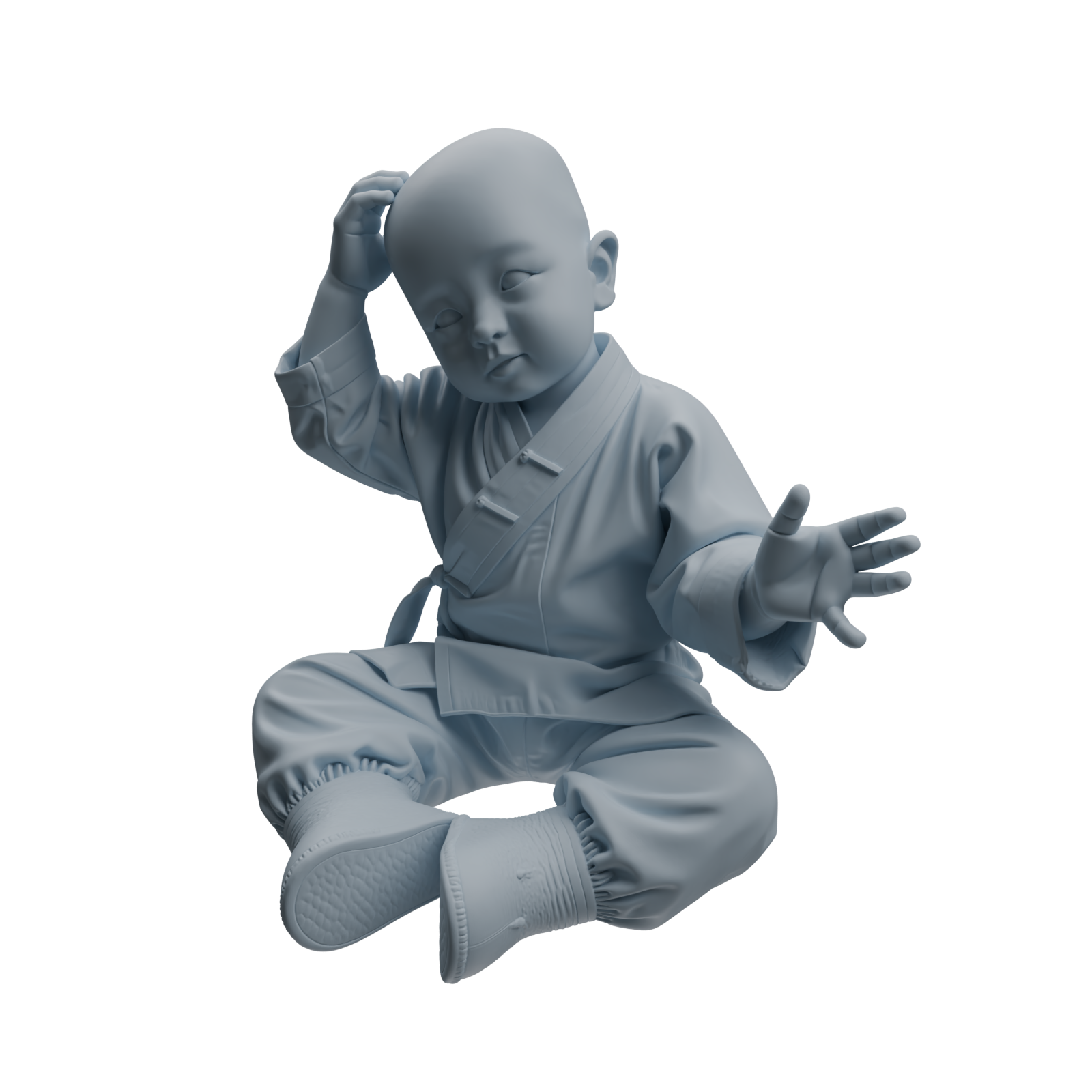 Detail view of MRY-SFW LYTR1070 Kung Fu Little Monk Style Character Modern Model 4 pcs Model