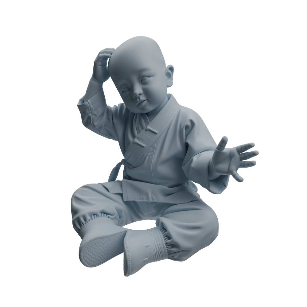 Detail view of MRY-SFW LYTR1070 Kung Fu Little Monk Style Character Modern Model 4 pcs Model
