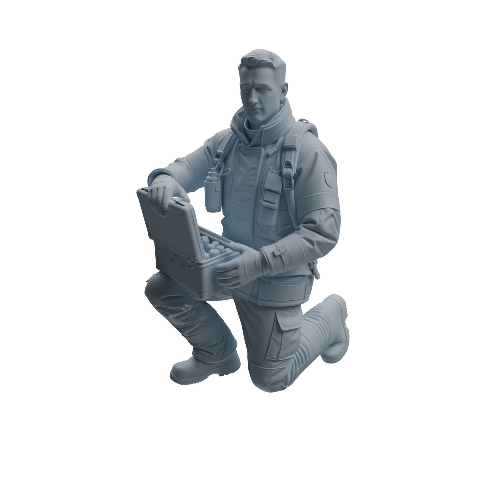 Detail view of MRY-SFW LYTR1064 Firefighter with Equipment Character Modern Model 4 pcs Model
