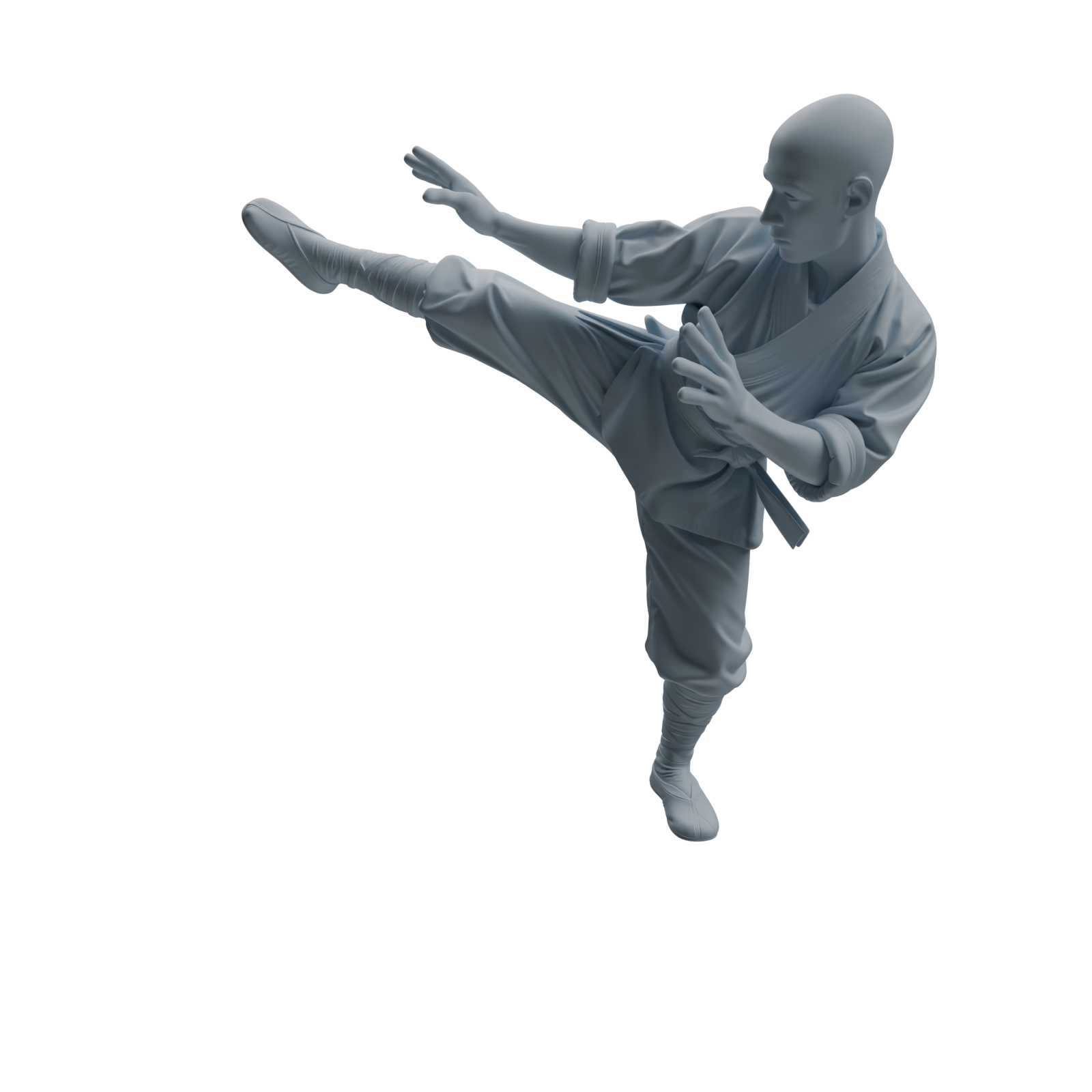 Detail view of MRY-SFW LYTR1074 Kung Fu Kicking Monk Character Modern Model 4 pcs Model