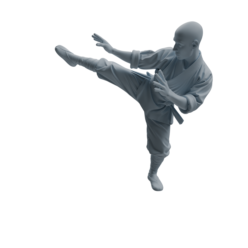Detail view of MRY-SFW LYTR1074 Kung Fu Kicking Monk Character Modern Model 4 pcs Model