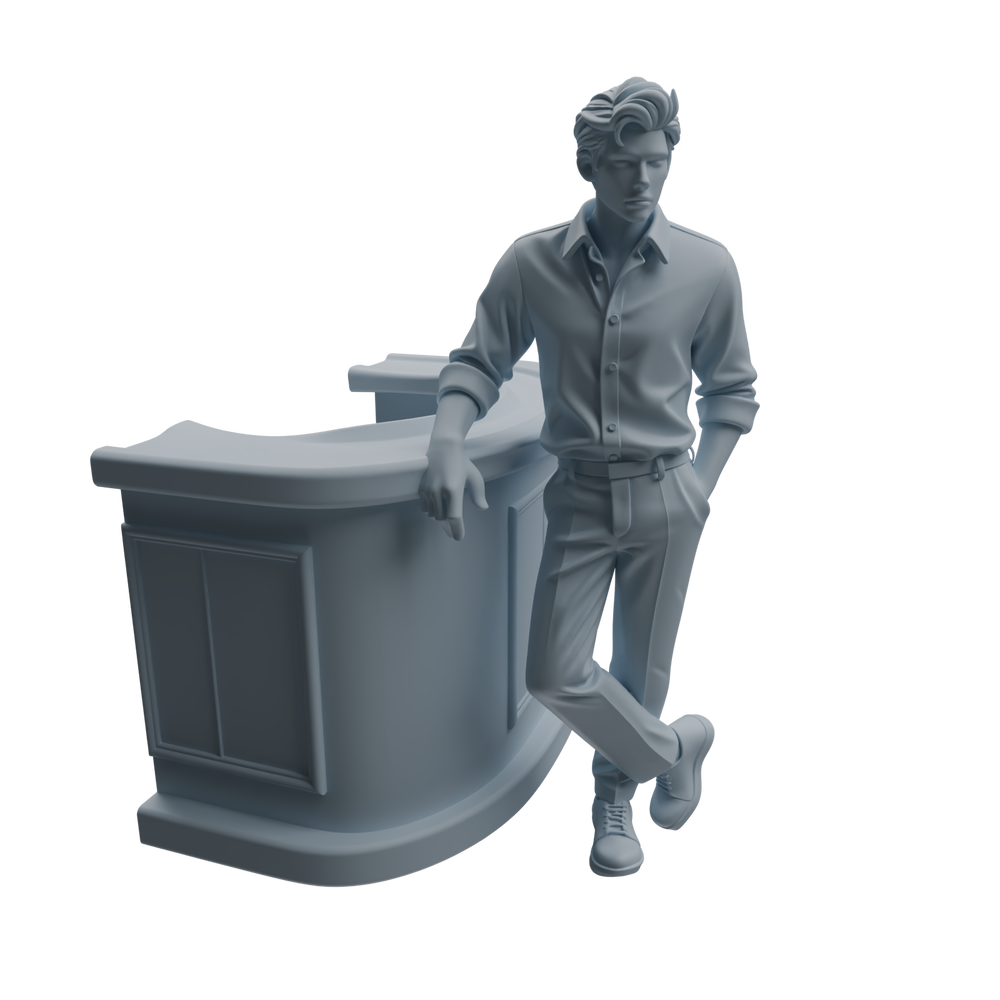 Detail view of MRY-SFW LYTR940 Bar Counter Man Character Modern Model 4 pcs Model