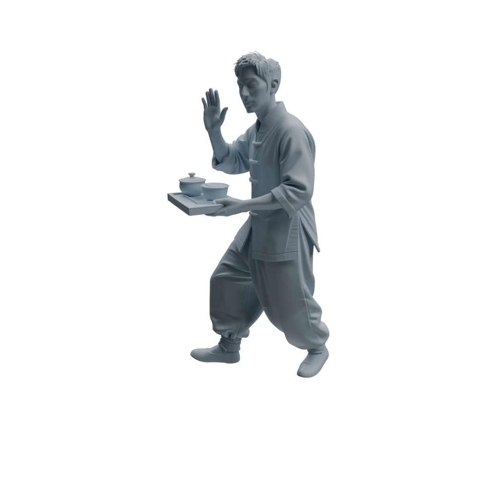 Detail view of MRY-SFW LYTR985 Republic of China Teahouse Waiter Character Modern Model 4 pcs Model