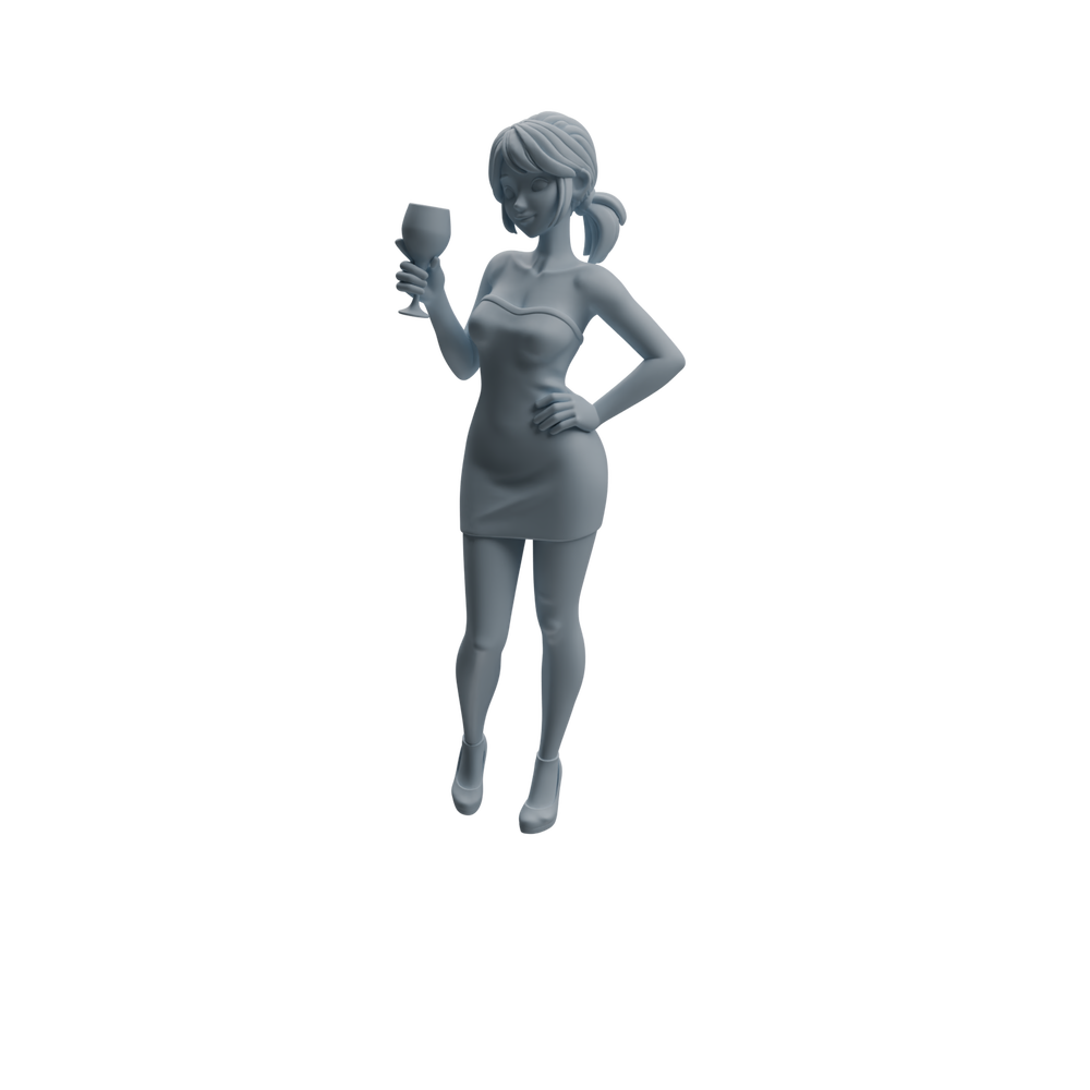 Detail view of MRY-SFW LYTR934 Bar Guest Woman Character Modern Model 4 pcs Model