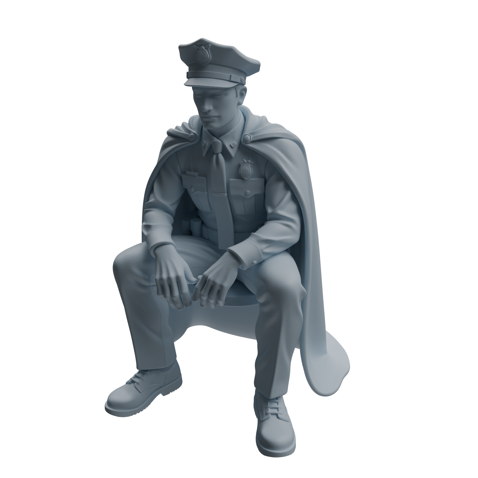Detail view of MRY-SFW LYTR950 Cloak Uniform Sitting Male Character Modern Model 3 pcs Model