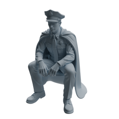 Detail view of MRY-SFW LYTR950 Cloak Uniform Sitting Male Character Modern Model 3 pcs Model