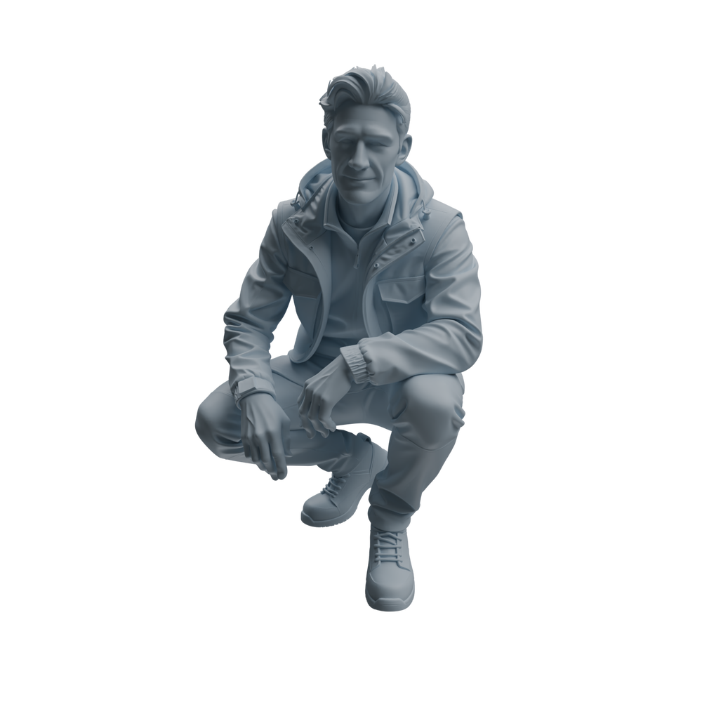 Detail view of MRY-SFW LYTR1012 Outdoor Casual Sitting Male Character Modern Model 4 pcs Model