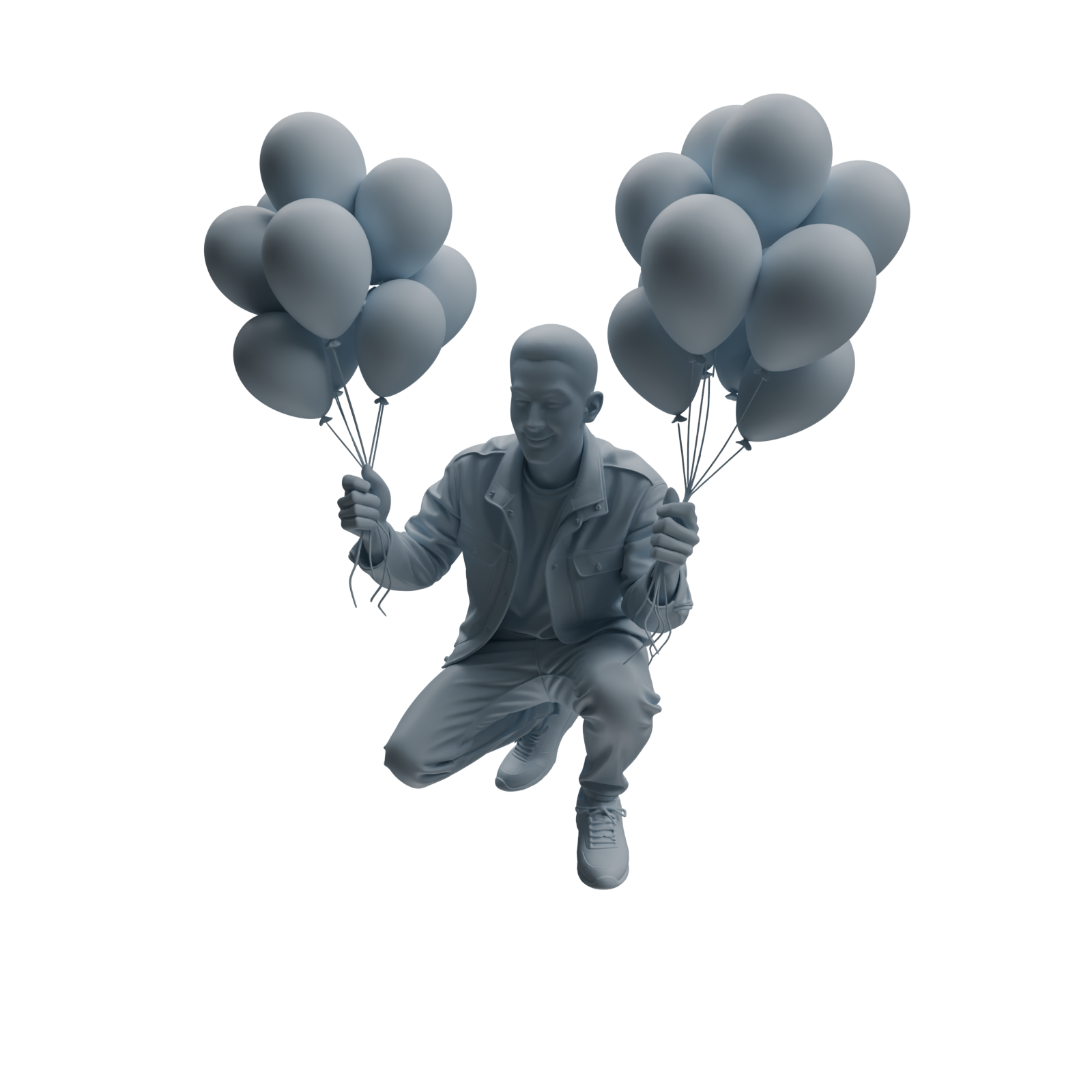 Detail view of MRY-SFW LYTR1032 Amusement Park Themed People Holding Balloons Character Modern Model 4 pcs Model