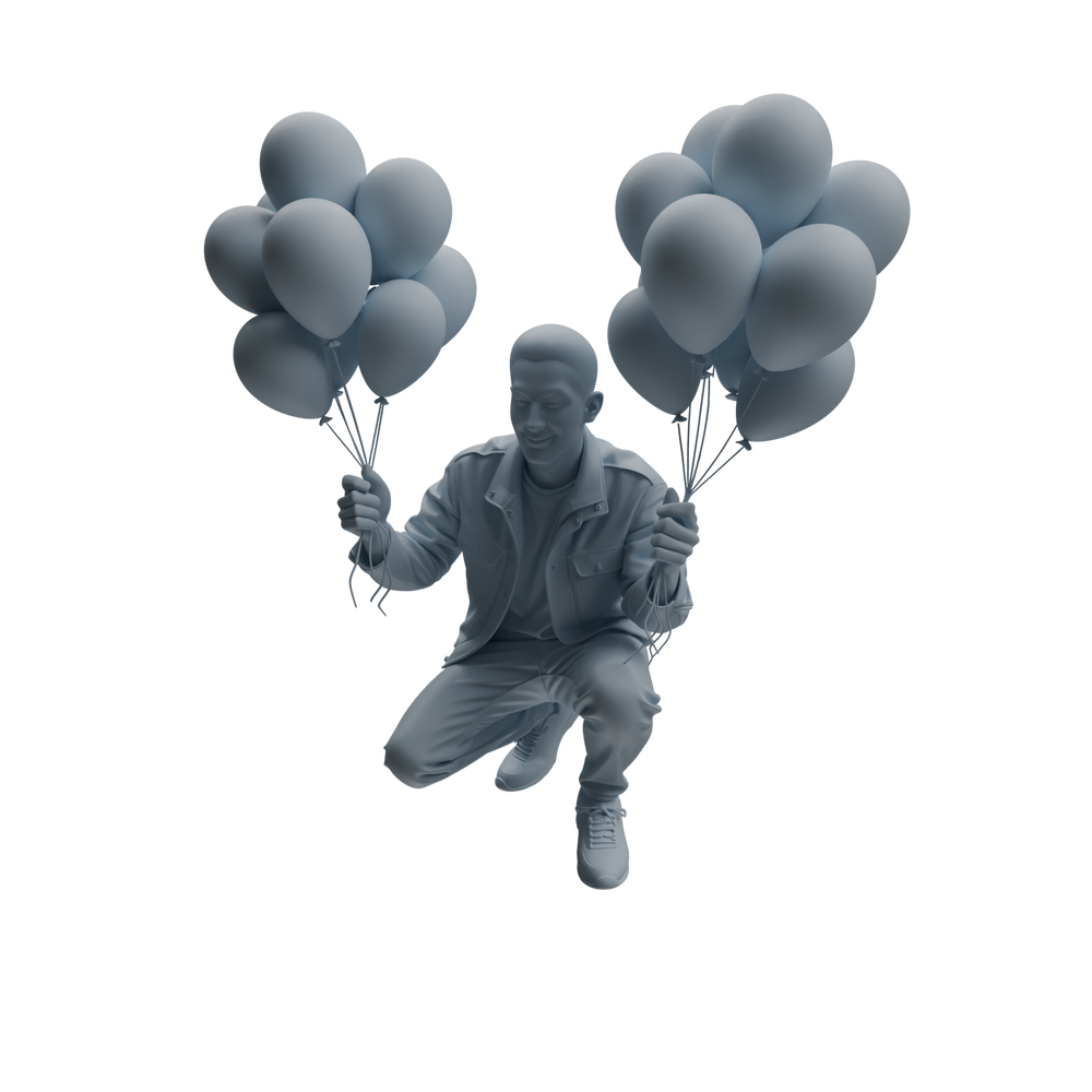 Detail view of MRY-SFW LYTR1032 Amusement Park Themed People Holding Balloons Character Modern Model 4 pcs Model