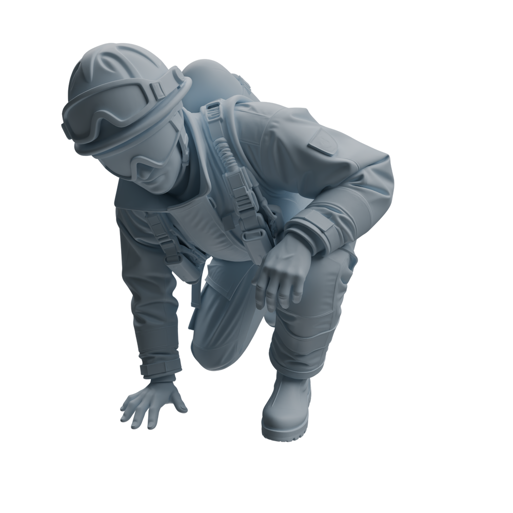Detail view of MRY-SFW LYTR1066 Water Rescue Firefighter Character Modern Model 4 pcs Model