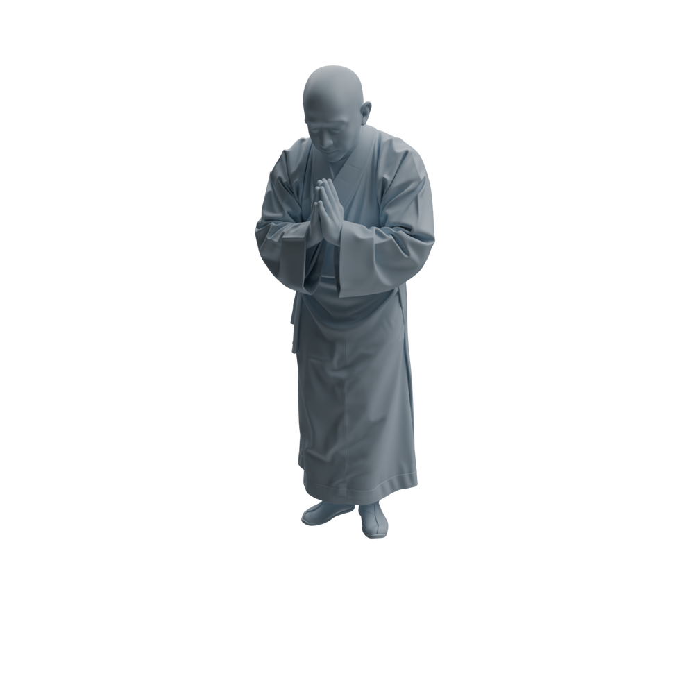 Detail view of MRY-SFW LYTR1081 Buddha-worshipping Monk Character Modern Model 4 pcs Model