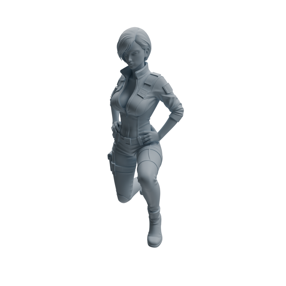 Detail view of MRY-SFW LYTR955 Seated Female Police Officer Character Modern Model 4 pcs Model