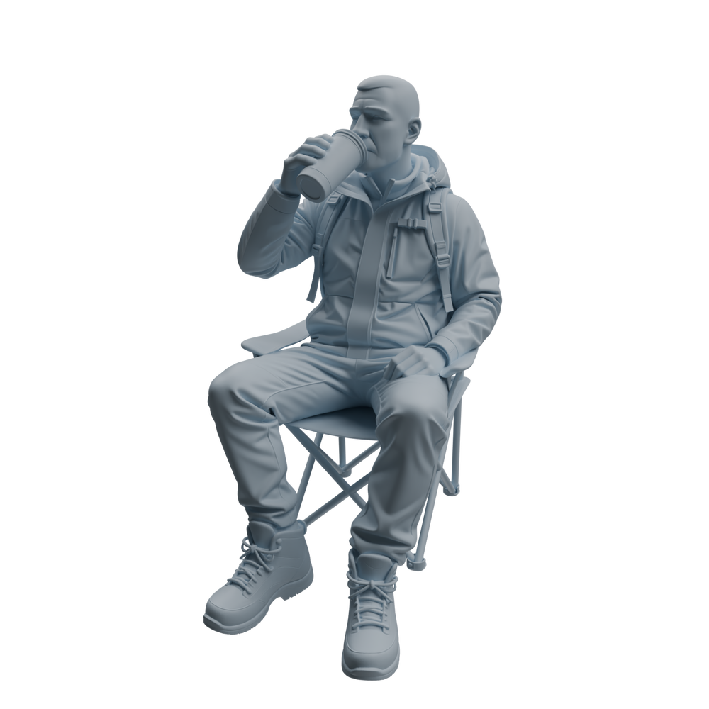 Detail view of MRY-SFW LYTR1020 Casual Camping Male Character Modern Model 4 pcs Model