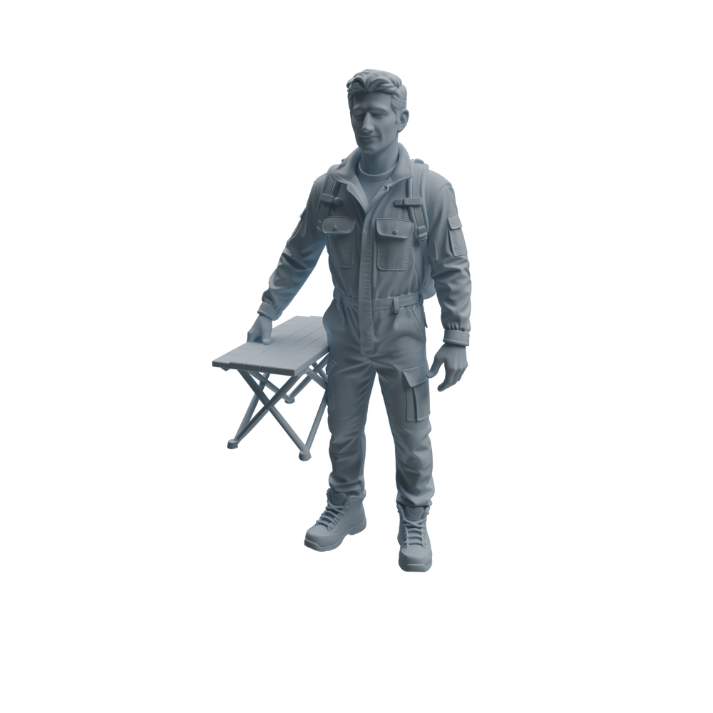 Detail view of MRY-SFW LYTR1014 Adventure Camping Male Character Modern Model 4 pcs Model